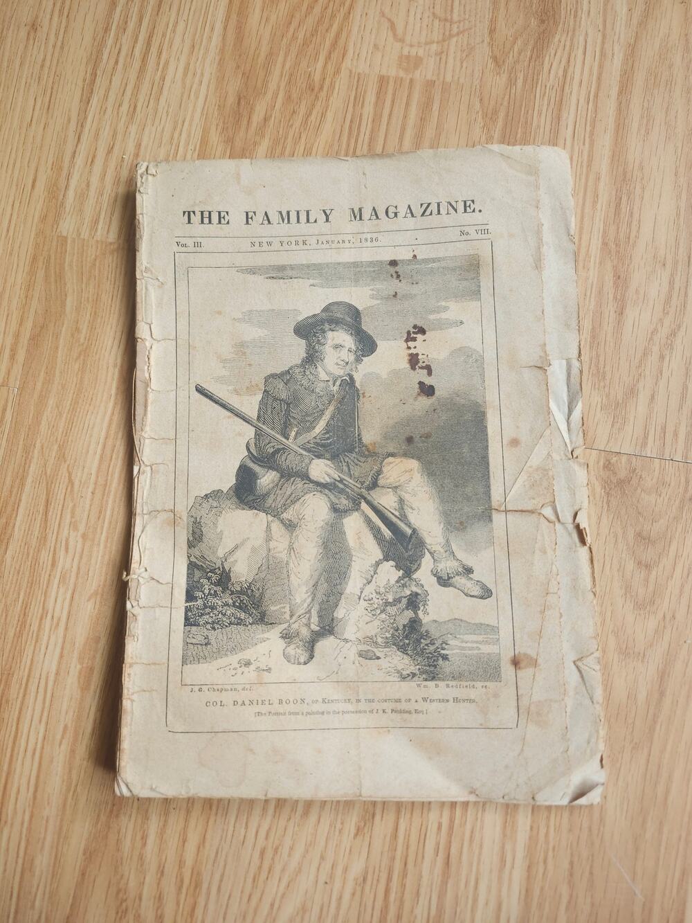 1836 Family Magazine Daniel Boone Frontispiece Jan Issue 36 Pages Original